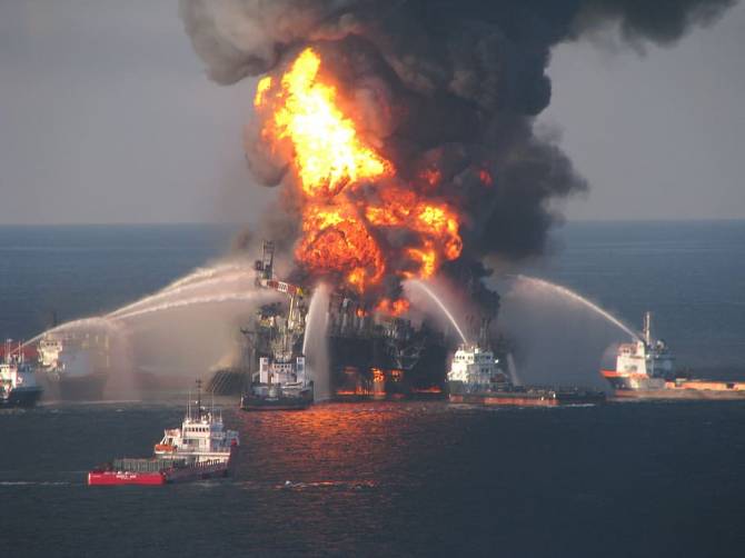 Oil rig fire